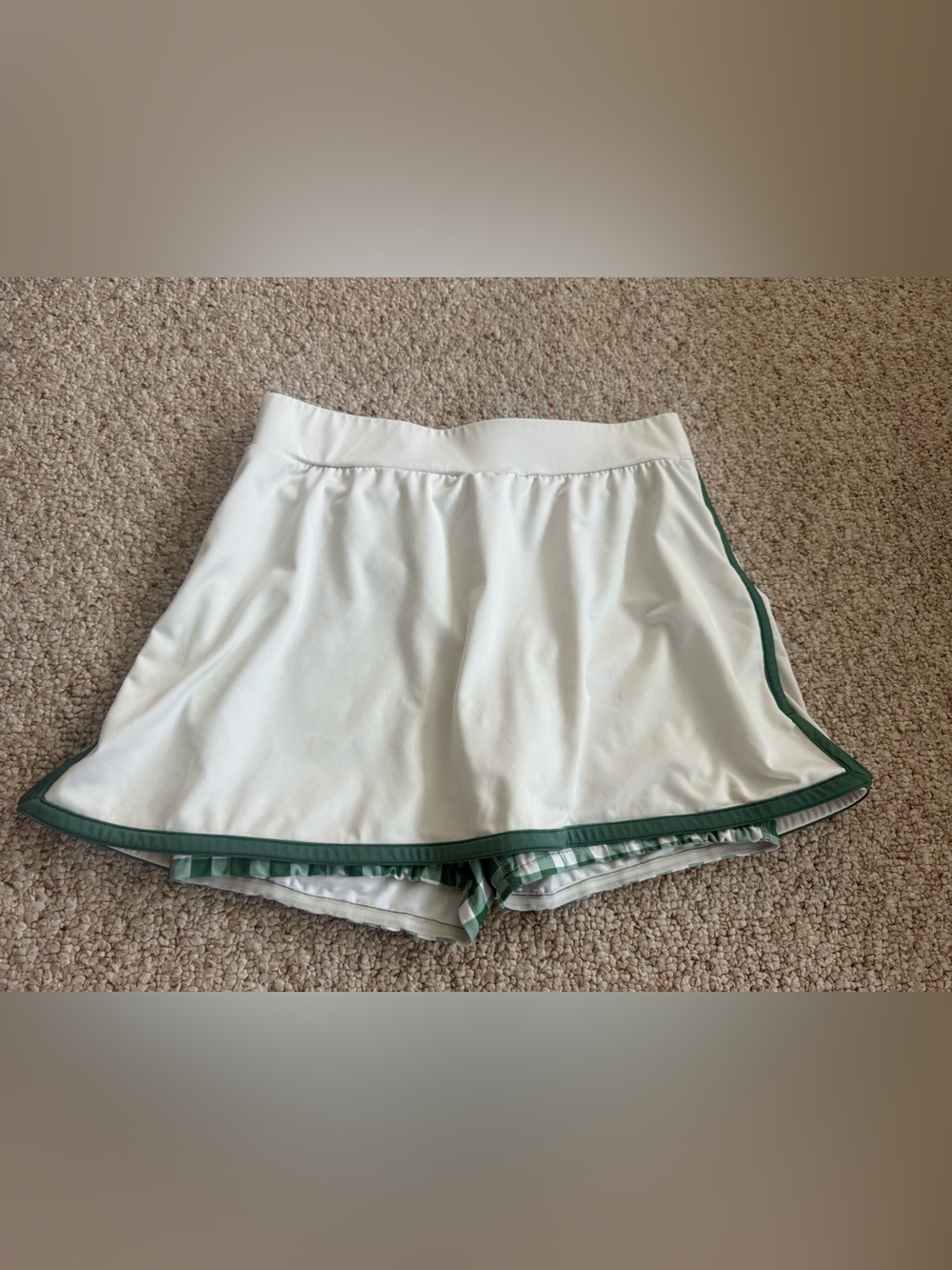Tuckernuck White and Green Elena Tennis Golf Skort Gingham Shorts Large